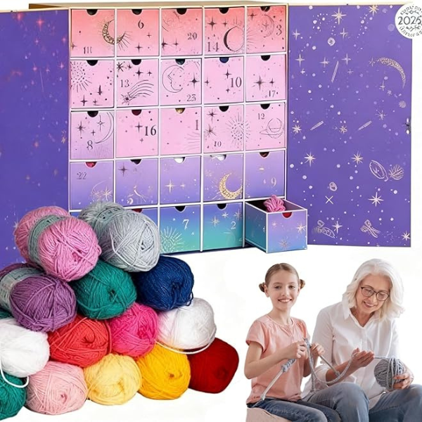 Ziemassvētku tamborēšanas Adventes kalendārs ar diegiem 