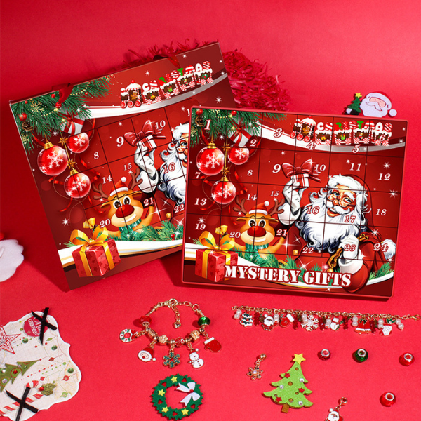 Adventes kalendārs meitenēm ar rokassprādzēm un piekariņiem