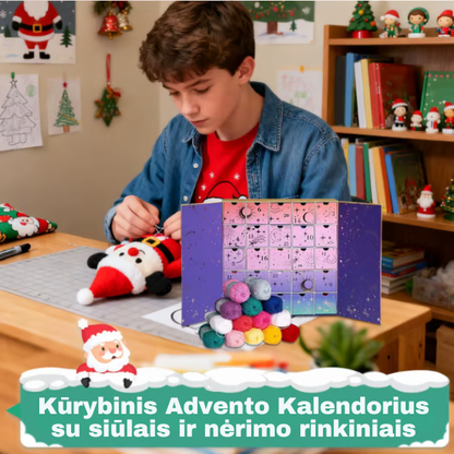 Ziemassvētku tamborēšanas Adventes kalendārs ar diegiem 