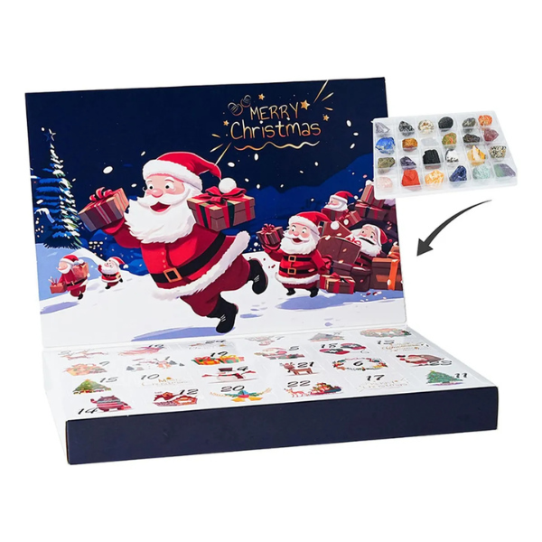 24 kristāla Adventes kalendārs ar dabīgiem akmeņiem