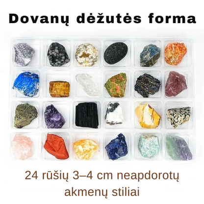 24 kristāla Adventes kalendārs ar dabīgiem akmeņiem